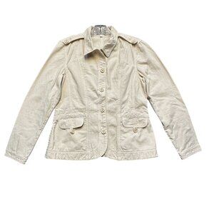 Vintage The Territory Ahead Womens Beige Cotton Jacket Size Small Safari Blazer